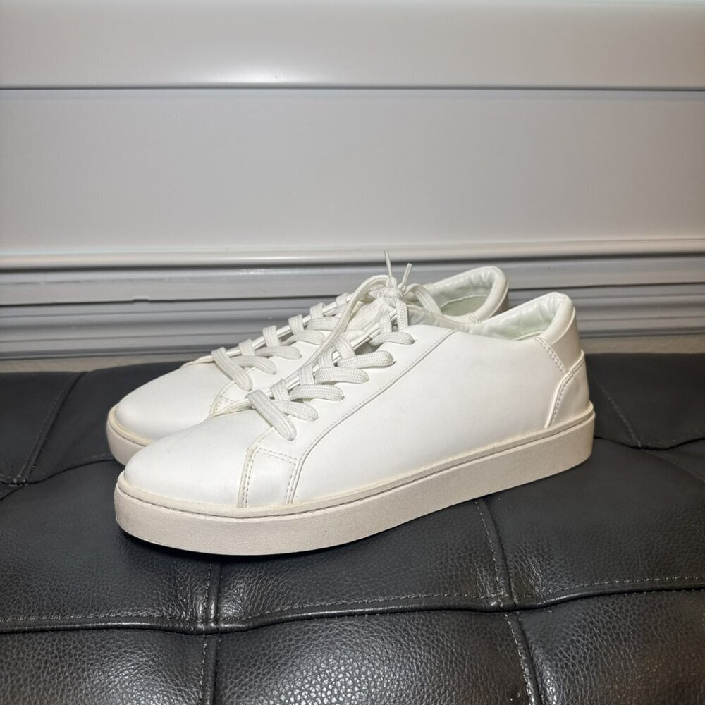 Thousand Fell Lace Up Vegan Leather Sneakers, Women's 9.5 (White/White)